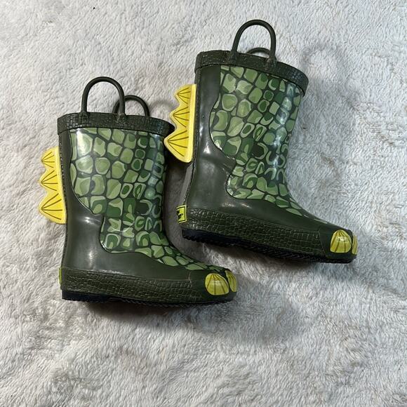 WESTERN CHIEF   Kids green dinosaur RAIN BOOTS size 7/8 - Picture 2 of 8